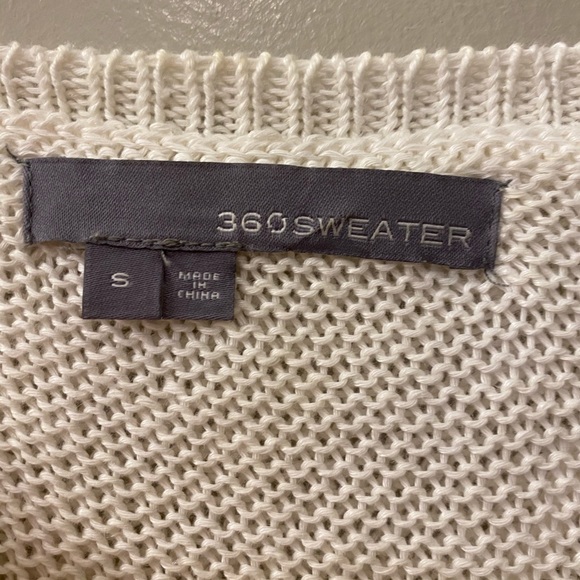 Worn Once Stunning 360 Cashmere Linen Acrylic Sweater White Open Back Size Small - Picture 5 of 5
